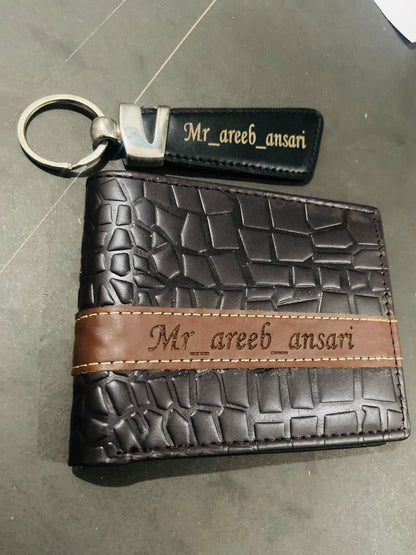 Wallet + Keychain with Your Name on it with Beautiful Box